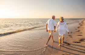 Retired couple on a beach